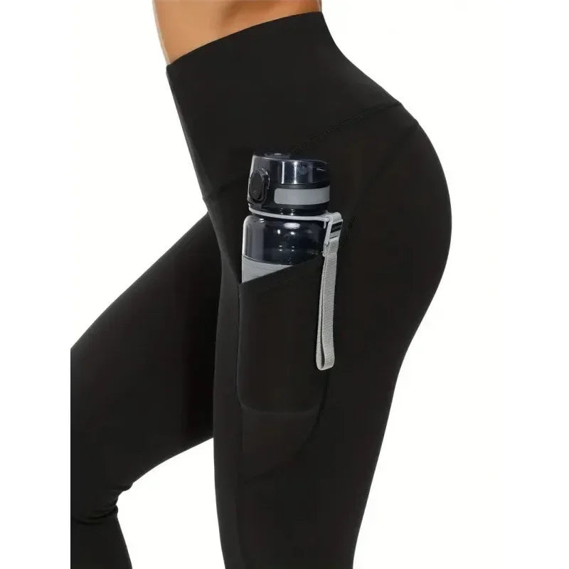 High Waist Yoga Leggings - Seamless Fit with Pocket